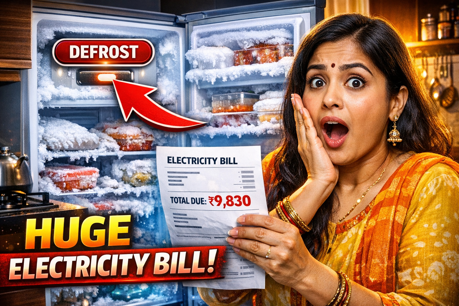 Fridge electricity saving tips Kannada defrost button reduce current bill refrigerator energy saving