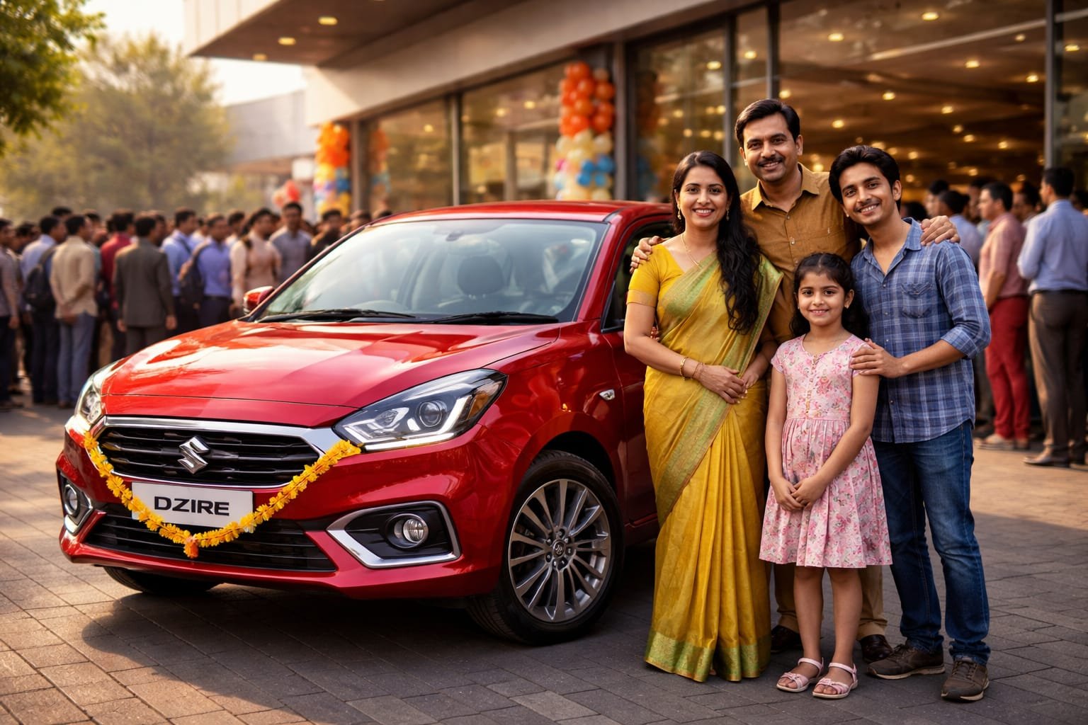 Maruti Suzuki Dzire sales Kannada best selling sedan car with modern design and high mileage parked on Indian road