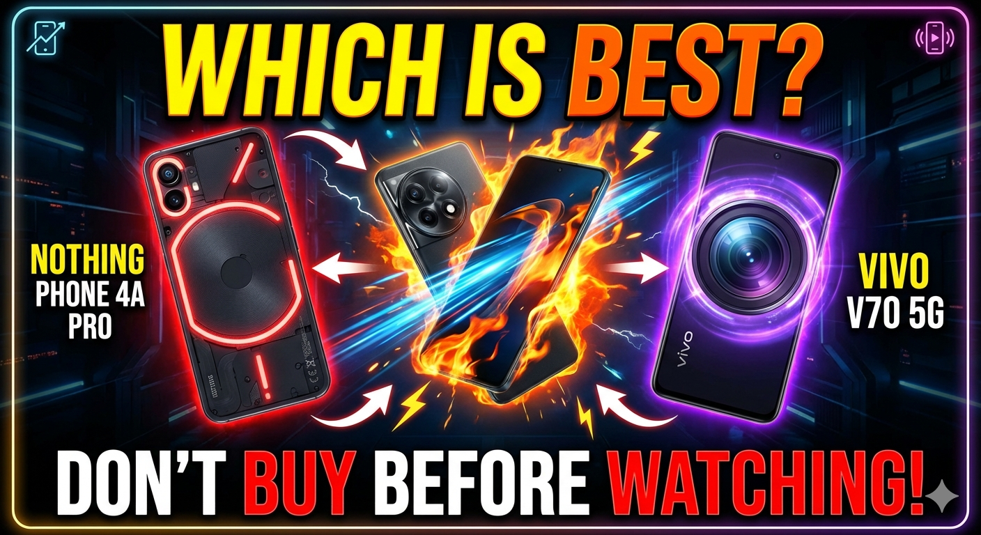 Nothing Phone 4a Pro vs OnePlus 15R vs Vivo V70 5G comparison showing design, camera and display differences