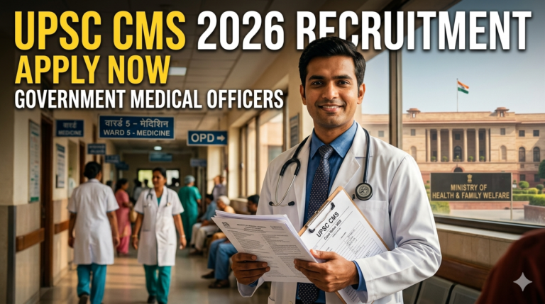 UPSC CMS 2026 recruitment notification for 1358 medical officer posts MBBS candidates applying online