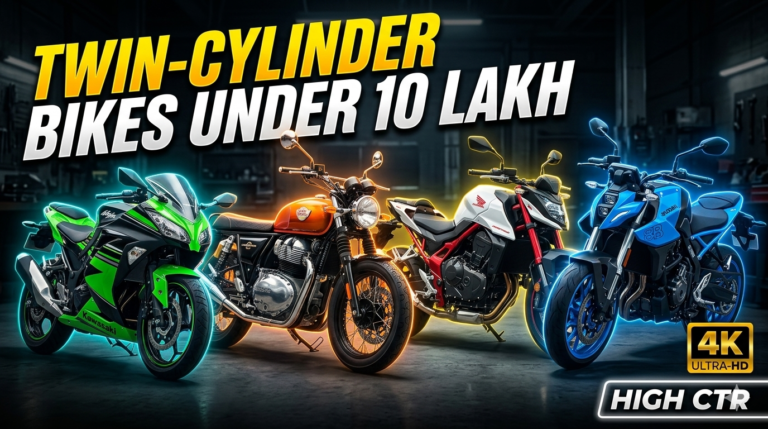 Twin-Cylinder Bikes Under 10 Lakh in India including Kawasaki Ninja 300, Royal Enfield Interceptor 650, Honda CB750 Hornet and Suzuki GSX-8R lineup